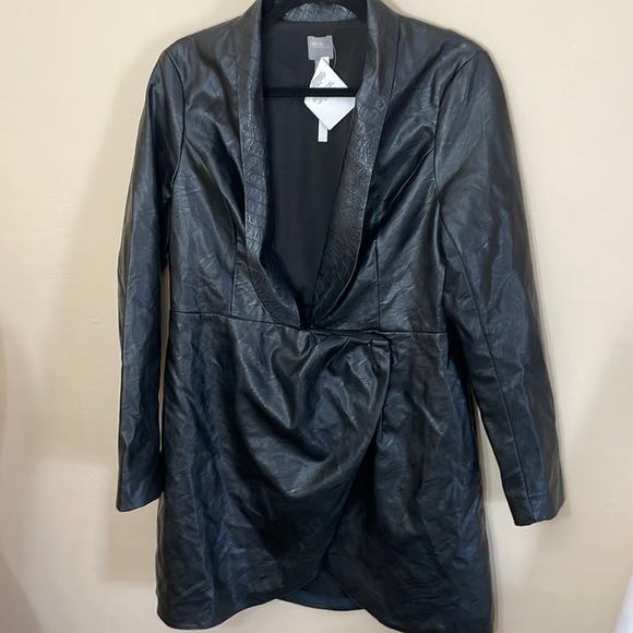 Asos Design Tux faux leather croc embossed collar mini dress wrap US 12 - Picture 5 of 11